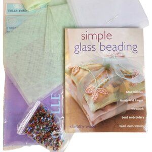Simple Glass Beading Kit With Beads Tulle Tissue & Guide Book By Dorothy Wood